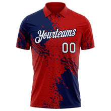 Load image into Gallery viewer, Custom Red White-Navy Distressed Scratch Brush Stroke Performance Polo Shirt
