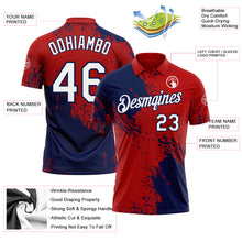 Load image into Gallery viewer, Custom Red White-Navy Distressed Scratch Brush Stroke Performance Polo Shirt
