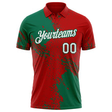Load image into Gallery viewer, Custom Red White-Kelly Green Distressed Scratch Brush Stroke Performance Polo Shirt
