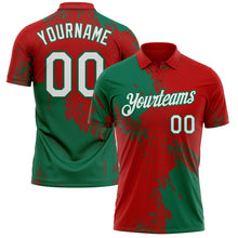 Load image into Gallery viewer, Custom Red White-Kelly Green Distressed Scratch Brush Stroke Performance Polo Shirt
