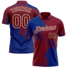 Laden Sie das Bild in den Galerie-Viewer, Custom Crimson Royal-Cream Distressed Scratch Brush Stroke Performance Polo Shirt
