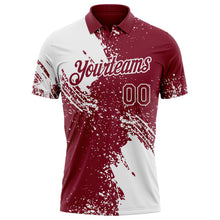 Charger l'image dans la galerie, Custom Crimson-White Distressed Scratch Brush Stroke Performance Polo Shirt
