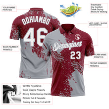 Load image into Gallery viewer, Custom Crimson White-Gray Distressed Scratch Brush Stroke Performance Polo Shirt
