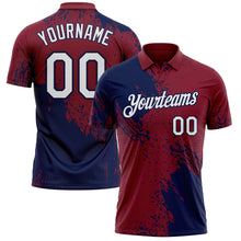 Load image into Gallery viewer, Custom Crimson White-Navy Distressed Scratch Brush Stroke Performance Polo Shirt
