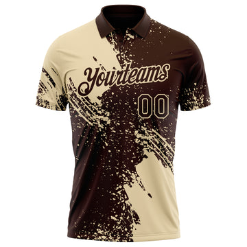 Custom Brown-Cream Distressed Scratch Brush Stroke Performance Polo Shirt