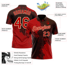 Load image into Gallery viewer, Custom Brown Red-Cream Distressed Scratch Brush Stroke Performance Polo Shirt
