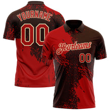 Load image into Gallery viewer, Custom Brown Red-Cream Distressed Scratch Brush Stroke Performance Polo Shirt
