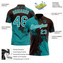 Load image into Gallery viewer, Custom Brown Teal-White Distressed Scratch Brush Stroke Performance Polo Shirt

