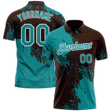 Load image into Gallery viewer, Custom Brown Teal-White Distressed Scratch Brush Stroke Performance Polo Shirt
