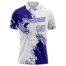 Laden Sie das Bild in den Galerie-Viewer, Custom White-Dark Purple Distressed Scratch Brush Stroke Performance Polo Shirt
