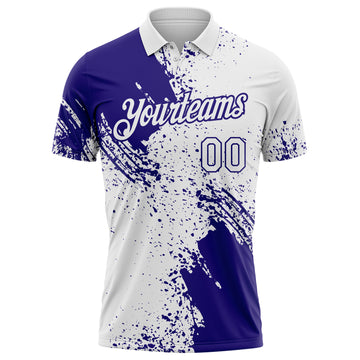 Custom White-Dark Purple Distressed Scratch Brush Stroke Performance Polo Shirt