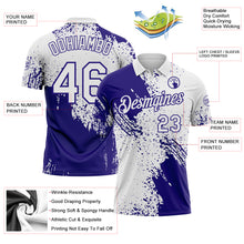 Laden Sie das Bild in den Galerie-Viewer, Custom White-Dark Purple Distressed Scratch Brush Stroke Performance Polo Shirt
