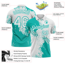 Load image into Gallery viewer, Custom White-Aqua Distressed Scratch Brush Stroke Performance Polo Shirt
