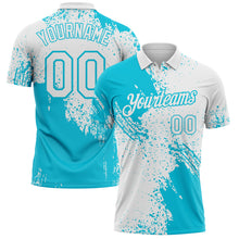 Load image into Gallery viewer, Custom White-Lakes Blue Distressed Scratch Brush Stroke Performance Polo Shirt
