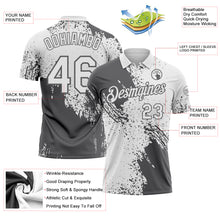 Load image into Gallery viewer, Custom White-Steel Gray Distressed Scratch Brush Stroke Performance Polo Shirt
