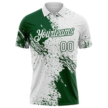 Load image into Gallery viewer, Custom White-Green Distressed Scratch Brush Stroke Performance Polo Shirt
