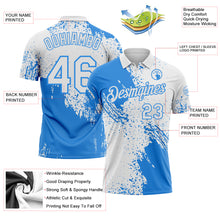 Load image into Gallery viewer, Custom White-Powder Blue Distressed Scratch Brush Stroke Performance Polo Shirt

