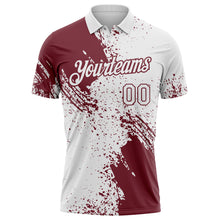 Load image into Gallery viewer, Custom White-Burgundy Distressed Scratch Brush Stroke Performance Polo Shirt
