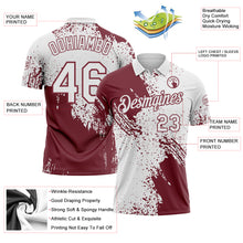 Load image into Gallery viewer, Custom White-Burgundy Distressed Scratch Brush Stroke Performance Polo Shirt
