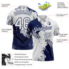 Load image into Gallery viewer, Custom White-Navy Distressed Scratch Brush Stroke Performance Polo Shirt

