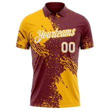 Load image into Gallery viewer, Custom Burgundy White-Gold Distressed Scratch Brush Stroke Performance Polo Shirt
