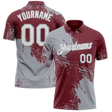 Load image into Gallery viewer, Custom Burgundy White-Gray Distressed Scratch Brush Stroke Performance Polo Shirt
