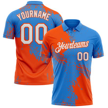 Load image into Gallery viewer, Custom Powder Blue White-Orange Distressed Scratch Brush Stroke Performance Polo Shirt
