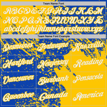 Load image into Gallery viewer, Custom Thunder Blue White-Yellow Distressed Scratch Brush Stroke Performance Polo Shirt
