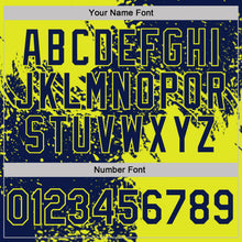 Load image into Gallery viewer, Custom Navy-Neon Yellow Distressed Scratch Brush Stroke Performance Polo Shirt
