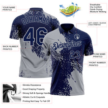 Load image into Gallery viewer, Custom Navy-Gray Distressed Scratch Brush Stroke Performance Polo Shirt
