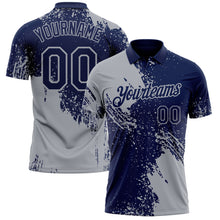 Load image into Gallery viewer, Custom Navy-Gray Distressed Scratch Brush Stroke Performance Polo Shirt
