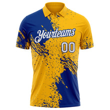 Load image into Gallery viewer, Custom Gold White-Royal Distressed Scratch Brush Stroke Performance Polo Shirt
