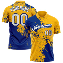 Load image into Gallery viewer, Custom Gold White-Royal Distressed Scratch Brush Stroke Performance Polo Shirt
