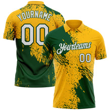 Load image into Gallery viewer, Custom Gold White-Green Distressed Scratch Brush Stroke Performance Polo Shirt
