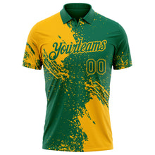 Laden Sie das Bild in den Galerie-Viewer, Custom Kelly Green-Gold Distressed Scratch Brush Stroke Performance Polo Shirt
