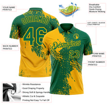 Laden Sie das Bild in den Galerie-Viewer, Custom Kelly Green-Gold Distressed Scratch Brush Stroke Performance Polo Shirt
