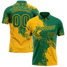 Laden Sie das Bild in den Galerie-Viewer, Custom Kelly Green-Gold Distressed Scratch Brush Stroke Performance Polo Shirt
