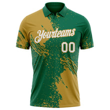 Charger l'image dans la galerie, Custom Kelly Green White-Old Gold Distressed Scratch Brush Stroke Performance Polo Shirt
