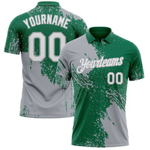 Загрузить изображение в средство просмотра галереи, Custom Kelly Green White-Gray Distressed Scratch Brush Stroke Performance Polo Shirt
