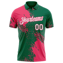 Charger l'image dans la galerie, Custom Kelly Green White-Neon Pink Distressed Scratch Brush Stroke Performance Polo Shirt
