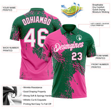Charger l'image dans la galerie, Custom Kelly Green White-Pink Distressed Scratch Brush Stroke Performance Polo Shirt
