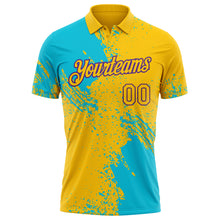 Laden Sie das Bild in den Galerie-Viewer, Custom Yellow Lakes Blue-Purple Distressed Scratch Brush Stroke Performance Polo Shirt
