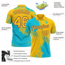 Laden Sie das Bild in den Galerie-Viewer, Custom Yellow Lakes Blue-Purple Distressed Scratch Brush Stroke Performance Polo Shirt
