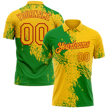 Load image into Gallery viewer, Custom Yellow Grass Green-Red Distressed Scratch Brush Stroke Performance Polo Shirt
