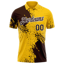 Laden Sie das Bild in den Galerie-Viewer, Custom Yellow Brown-White Distressed Scratch Brush Stroke Performance Polo Shirt
