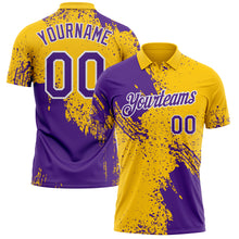 Charger l'image dans la galerie, Custom Yellow Purple-White Distressed Scratch Brush Stroke Performance Polo Shirt
