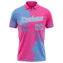 Load image into Gallery viewer, Custom Pink Light Blue-White Distressed Scratch Brush Stroke Performance Polo Shirt
