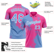 Load image into Gallery viewer, Custom Pink Light Blue-White Distressed Scratch Brush Stroke Performance Polo Shirt
