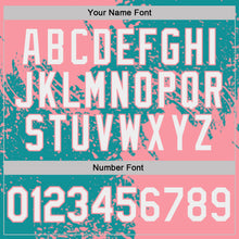 Load image into Gallery viewer, Custom Teal White-Medium Pink Distressed Scratch Brush Stroke Performance Polo Shirt
