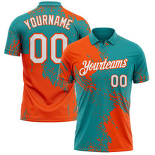 Load image into Gallery viewer, Custom Teal White-Orange Distressed Scratch Brush Stroke Performance Polo Shirt
